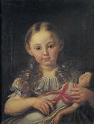 unknow artist Girl with a doll, Sweden oil painting artist
